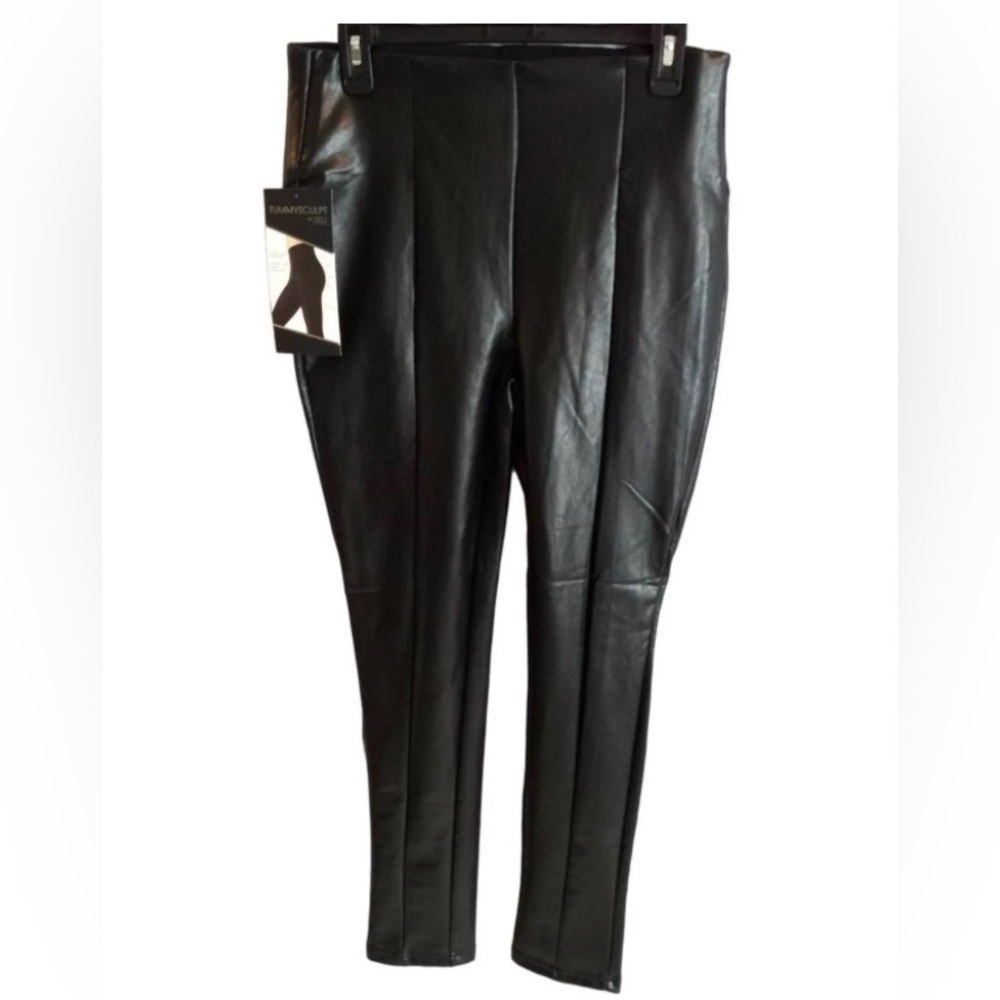 XL BBJ TummySculpt Black Faux Leather Pants